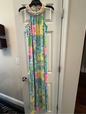 Lilly Pulitzer Shawn Maxi XS pearl dress multi cheek to cheeks